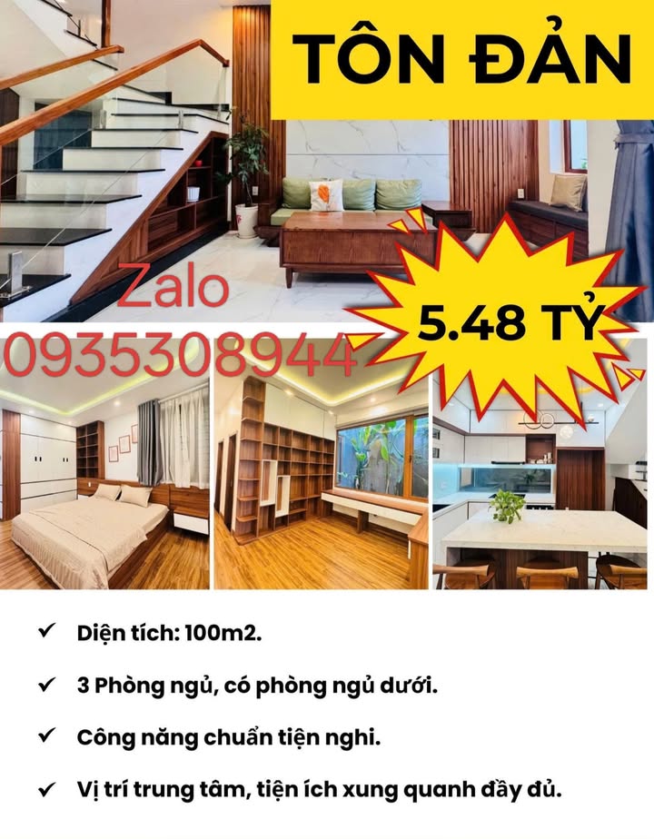 Nhà 2 tầng đường Tôn Đản, Cẩm Lệ 100m² giá 5.48 tỷ - Ô tô đậu thoải mái!