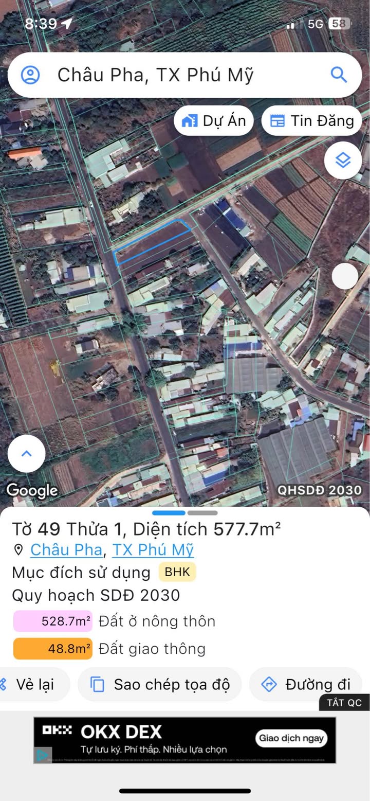 Đất nền lô góc 3 mặt tiền Sông Xoài, Châu Pha, 580m² giá 3 tỷ - Tiềm năng đầu tư lớn!