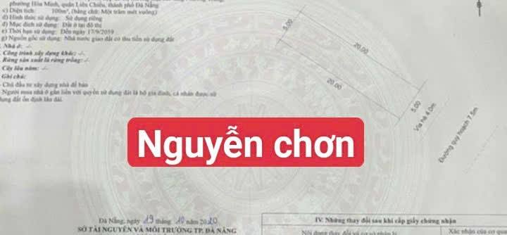 Đất nền 100m² tại đường Nguyễn Chơn, Liên Chiểu, Đà Nẵng giá 7 tỷ - Đầu tư sinh lời cao!