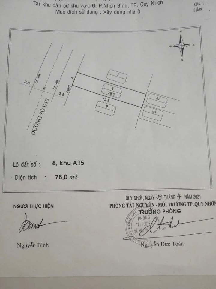 Đất nền khu vực 6 Nhơn Bình 78m² giá 1.8 tỷ - Đối diện công viên xanh mát!