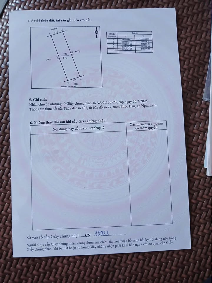 Đất nền phường Vinh Hưng Nghệ An 67.3m² giá 1 tỷ - Đường ô tô vào thoải mái!
