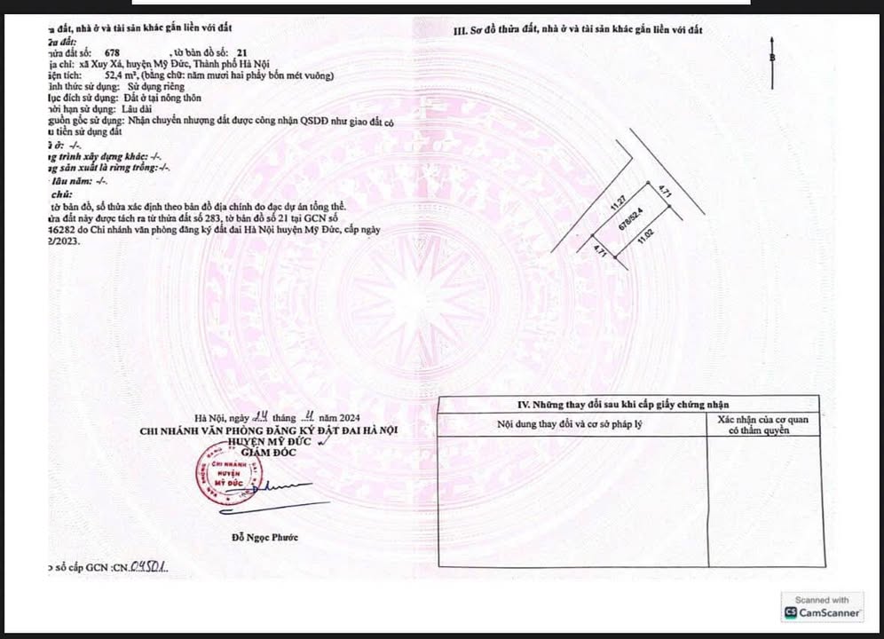 Đất lô góc 52.4m² tại Xuy Xá, Mỹ Đức giá chỉ 900 triệu - Đầu tư sinh lời ngay!