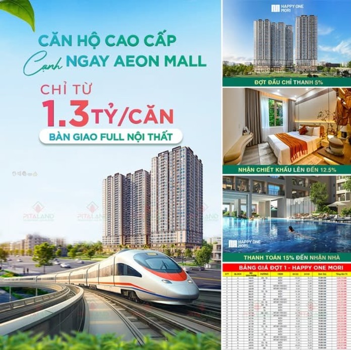 Căn hộ Happy One Mori Lái Thiêu 52m² giá 1,3 tỷ - Tiện ích đẳng cấp sống xanh!