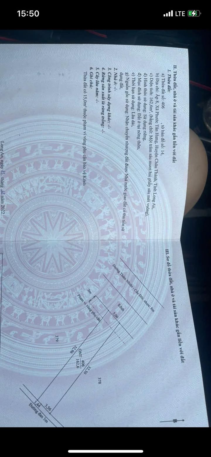 Đất thổ cư Tân An 162m² giá 800 triệu - Cơ hội đầu tư sinh lời!