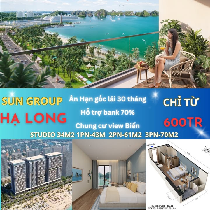 Căn hộ Sun Centro Town Hạ Long 30m² giá thỏa thuận - Full nội thất 5★, thanh toán linh hoạt!