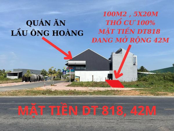 Đất nền Thủ Thừa 100m² giá thương lượng - Mặt tiền đường DT818 thuận lợi kinh doanh!