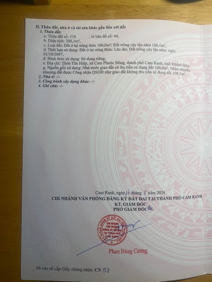 Đất thổ cư Cam Phước Đông 208m² - Sổ hồng chính chủ, giá thương lượng!