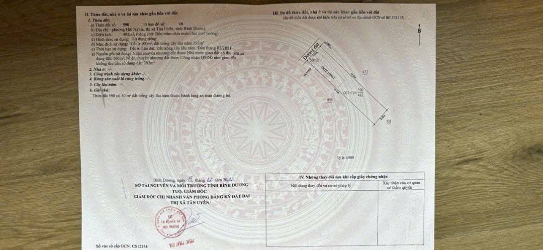 Đất nền Hội Nghĩa, Bình Dương 490m² giá 4.6 tỷ - Cần bán gấp, thương lượng trực tiếp!