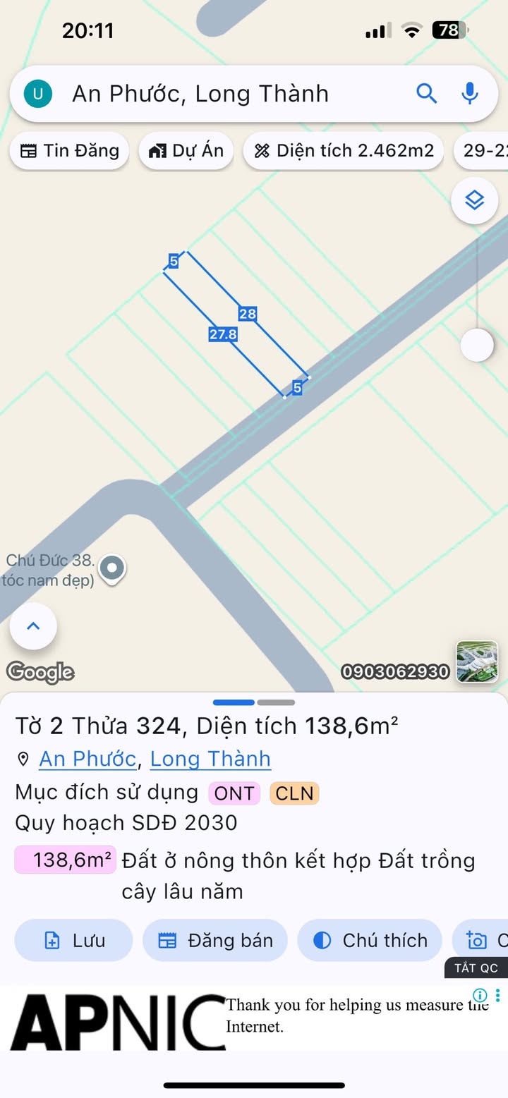 Đất mặt tiền Ấp 8, An Phước, Long Thành 138.6m² giá 1.65 tỷ - Đầu tư sinh lời ngay!