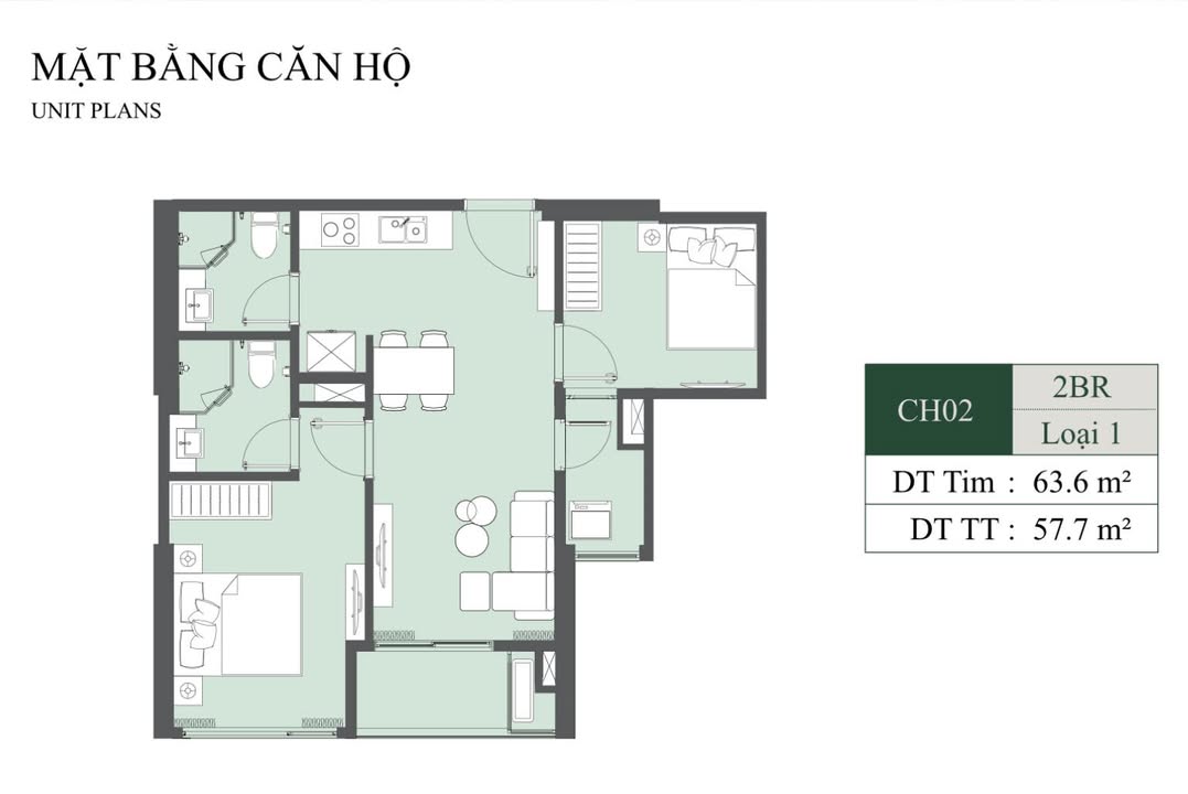 Căn hộ 2PN 2WC Tòa A3 Lumiere Evegreen Vinhomes Smart City 58m² giá 6.1 tỷ - View đẹp, ban công Tây Nam!
