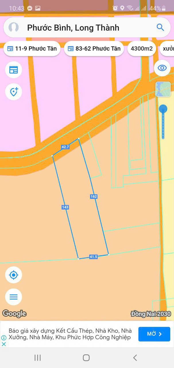 Đất mặt tiền xã Phước Bình, Long Thành 6328m² giá 20.25 tỷ - Tiềm năng tăng giá cao!