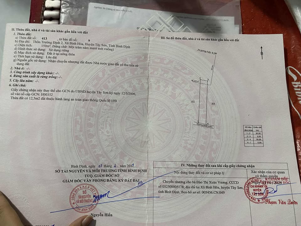 Đất mặt tiền Quốc lộ 19B, xã Bình An, 150m² giá 1 tỷ - Sổ hồng chính chủ!