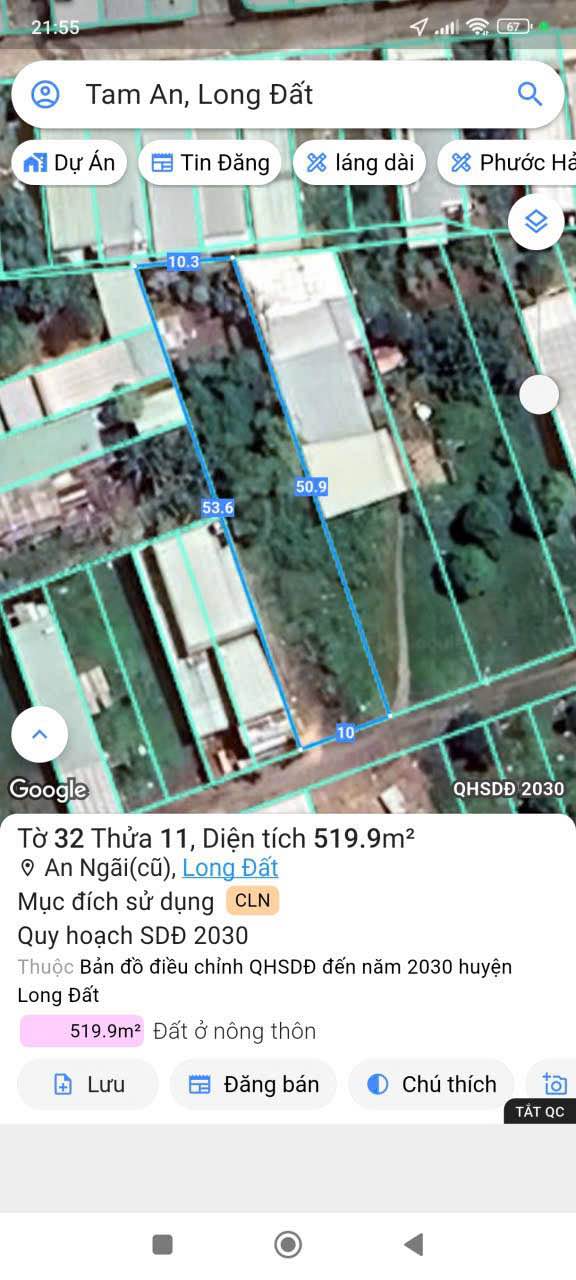 Đất nền An Ngãi, Long Điền 519m² giá 2.3 tỷ - Cơ hội đầu tư sinh lời!