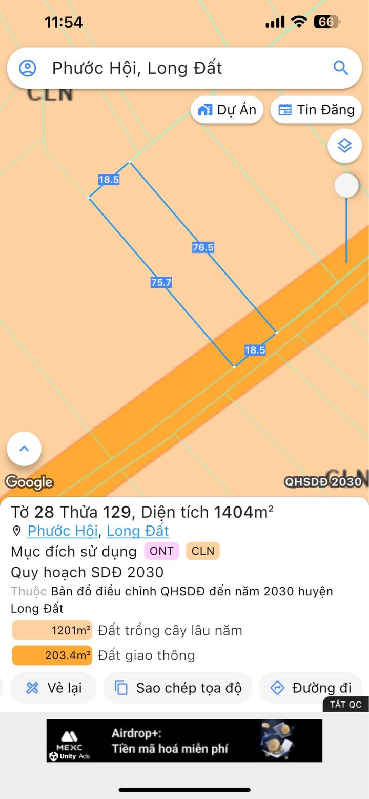 Đất nền Phước Hội, Đất Đỏ 1.404m² giá 4.212 tỷ - Sổ hồng chính chủ, mặt tiền đường nhựa!