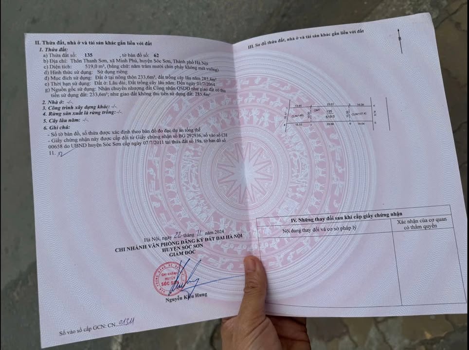 Đất nền Kim Anh - Sóc Sơn 519m² - Vị trí đắc địa, pháp lý rõ ràng