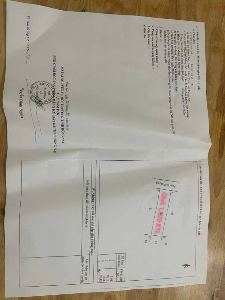 Đất nền Thạnh Phú Vĩnh Cửu 100m² giá 1.02 tỷ - Sổ đỏ chính chủ, đường thông thoáng!