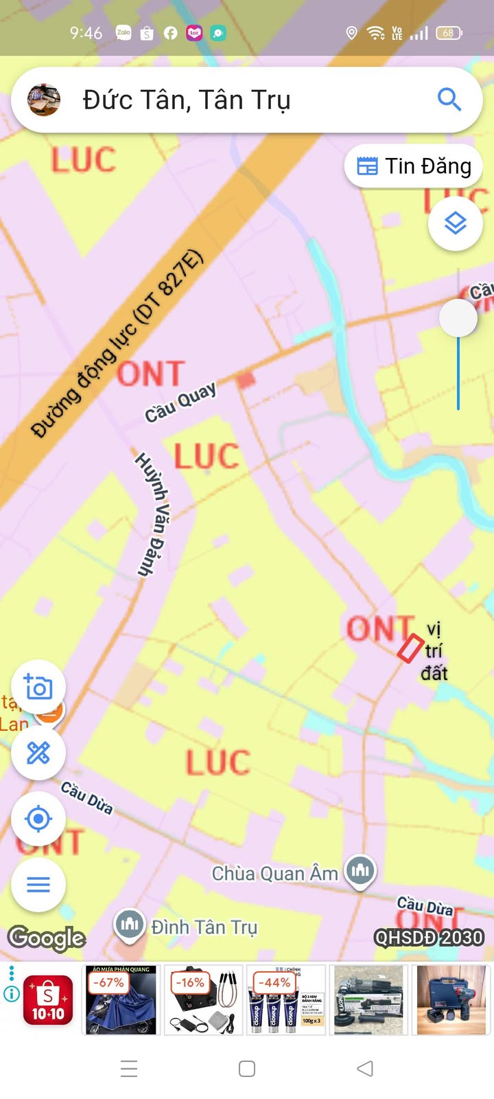 Đất thổ cư 975m² xã Vàm Cỏ Đức Tân giá 850 triệu - Tiềm năng phát triển lớn!