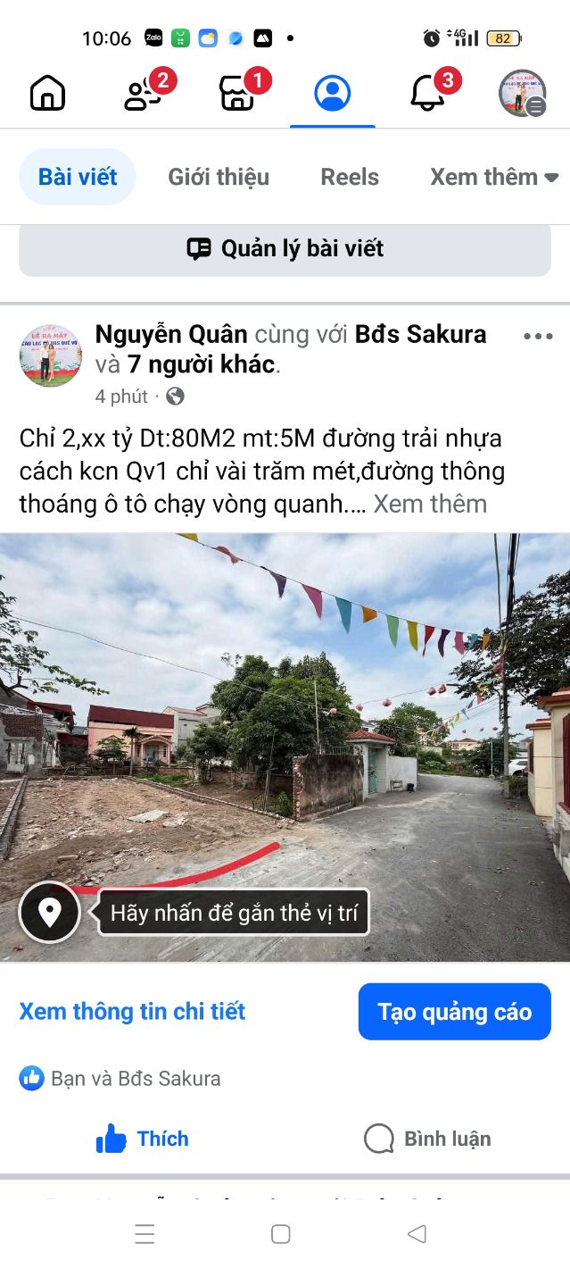 Đất nền khu phố Mao Trung, Quế Võ, Bắc Ninh 80m² giá 2.2 tỷ - Đường ô tô thông thoáng