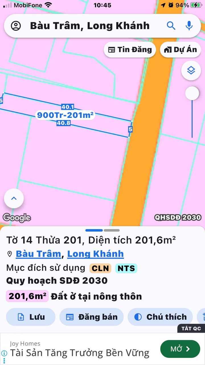 Đất nền đường nhựa Bầu Sầm Xuân Lộc 200m² giá 780 triệu - Sổ hồng chính chủ!