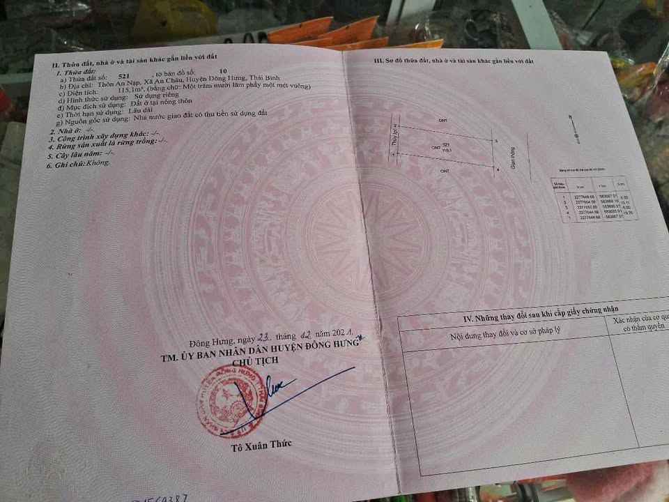 Đất thổ cư An Nạp Đông Hưng 115m² giá 1.05 tỷ - Vị trí đẹp, an ninh tốt!