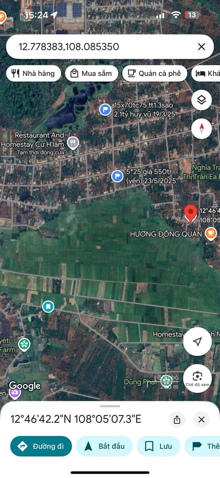 Đất nền Ea Pốk Cư M'gar 940m² giá 1.07 tỷ - Sát hồ câu, có thể tách lô