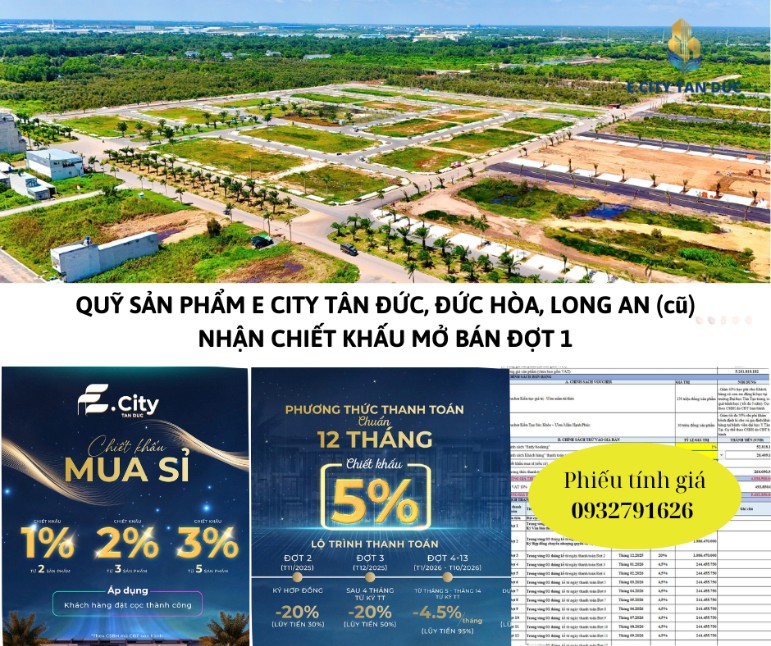 Đất nền E.City Tân Đức 120m² giá 3 tỷ - Cơ hội đầu tư sinh lời không thể bỏ lỡ!