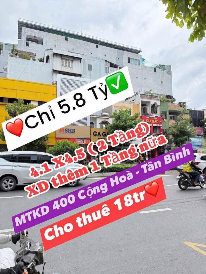 Nhà mặt tiền kinh doanh Cộng Hòa, Tân Bình 17m² giá 5,8 tỷ - Cơ hội đầu tư hấp dẫn!