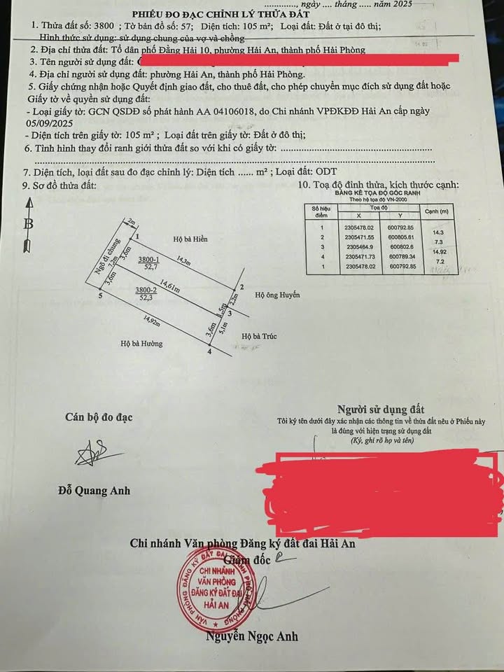 Nhà chính chủ đường Tiền Phong, Đằng Hải 52.7m² giá 2.85 tỷ - Đầu tư sinh lời ngay!