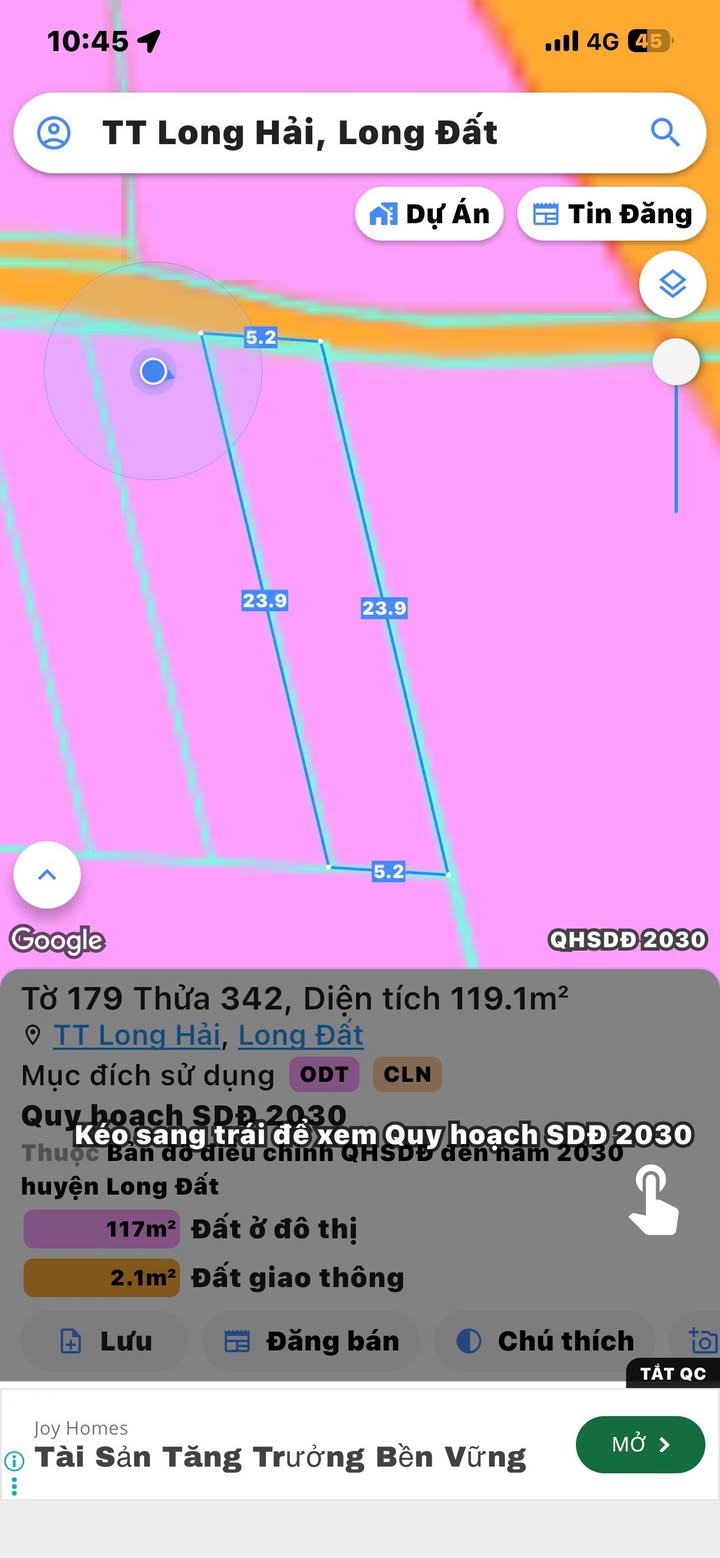 Đất thổ cư Long Hải 114m² giá 1.59 tỷ - Sẵn sàng xây dựng theo ý thích!