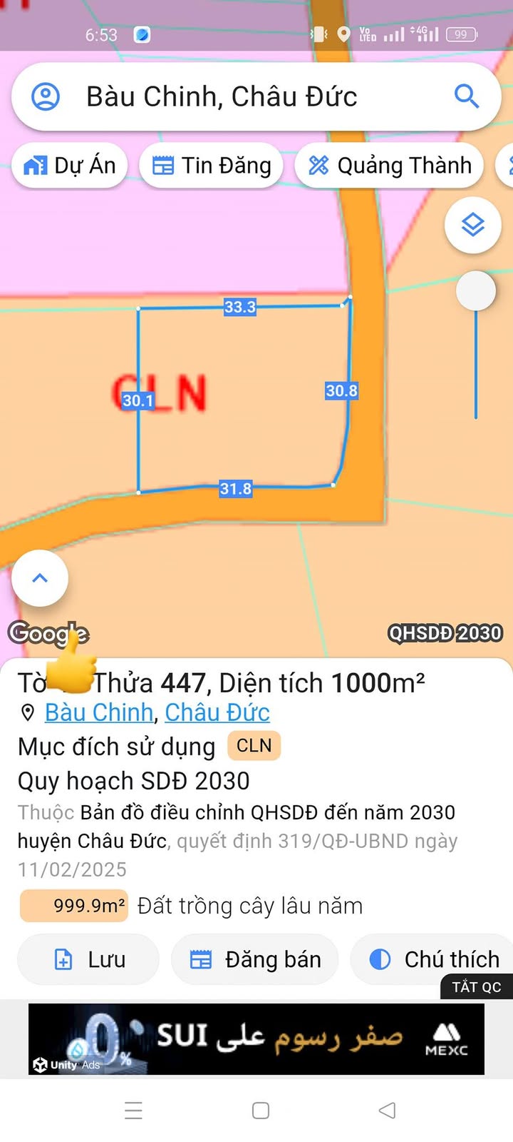 Đất nền Bàu Chinh Châu Đức 960m² giá 1.7 tỷ - Mặt tiền đường nhựa rộng rãi!