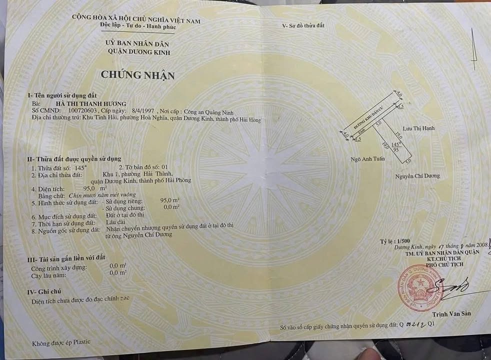 Đất nền Hải Thành 1 - Dương Kinh, Hải Phòng 95m² - Mặt đường ô tô tránh nhau!