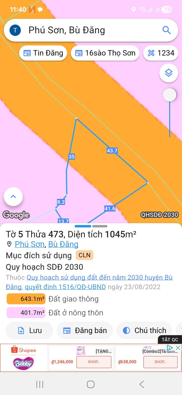 Đất nền Bù Đăng 27.000m² giá 1.3 tỷ - Tiềm năng đầu tư lớn!