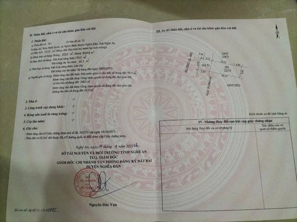 Đất nền Nghĩa Bình Nghĩa Đàn 160m² - Sổ đỏ chính chủ, giá thỏa thuận!