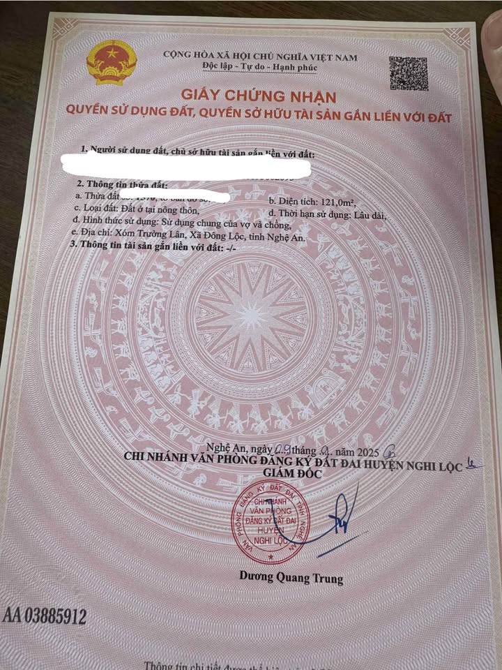 Đất nền Nghi Trường 121m² giá 1.2 tỷ - Lô góc 2 mặt tiền đón đầu phát triển!