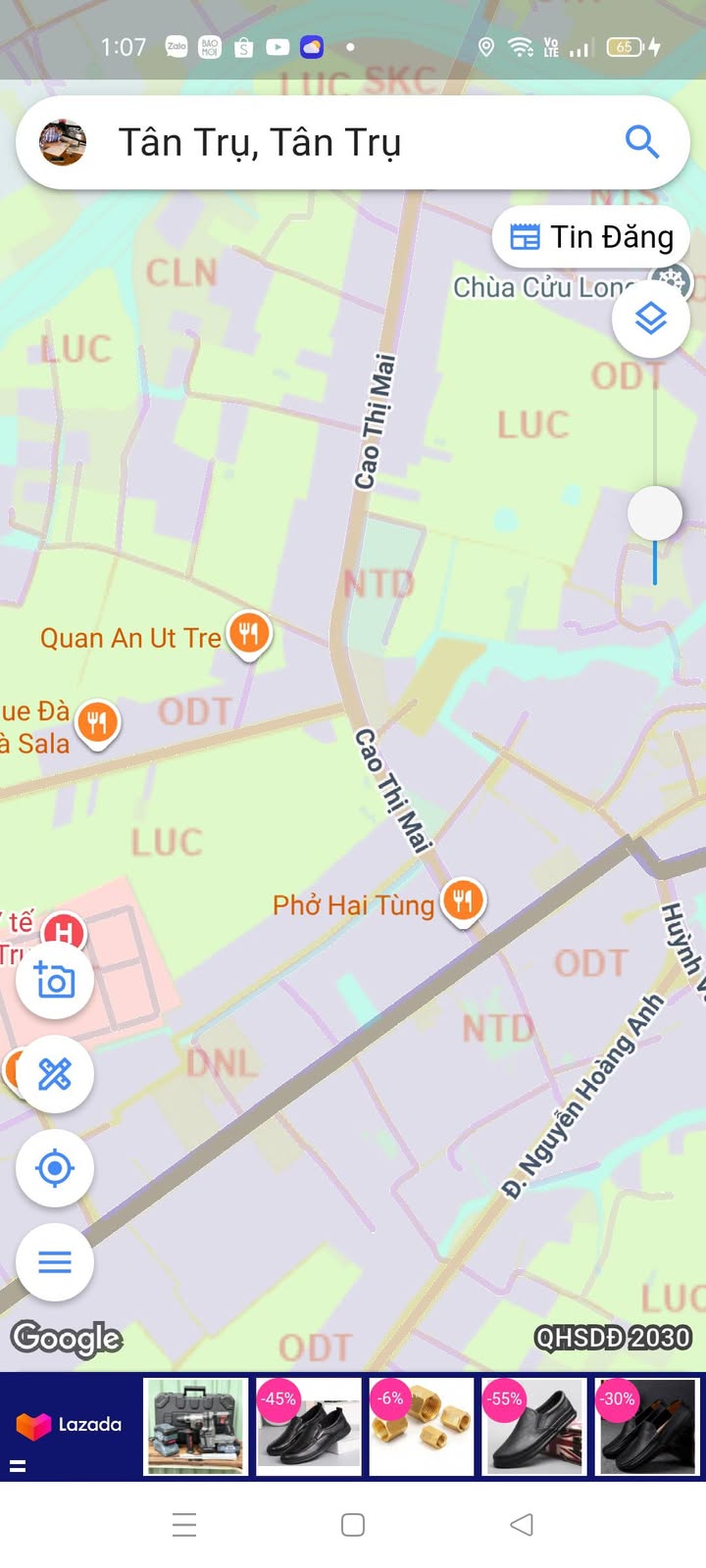 Đất thổ cư mặt tiền đường Cao Thị Mai, xã Tân Trụ, 200m² - Cơ hội đầu tư tuyệt vời!