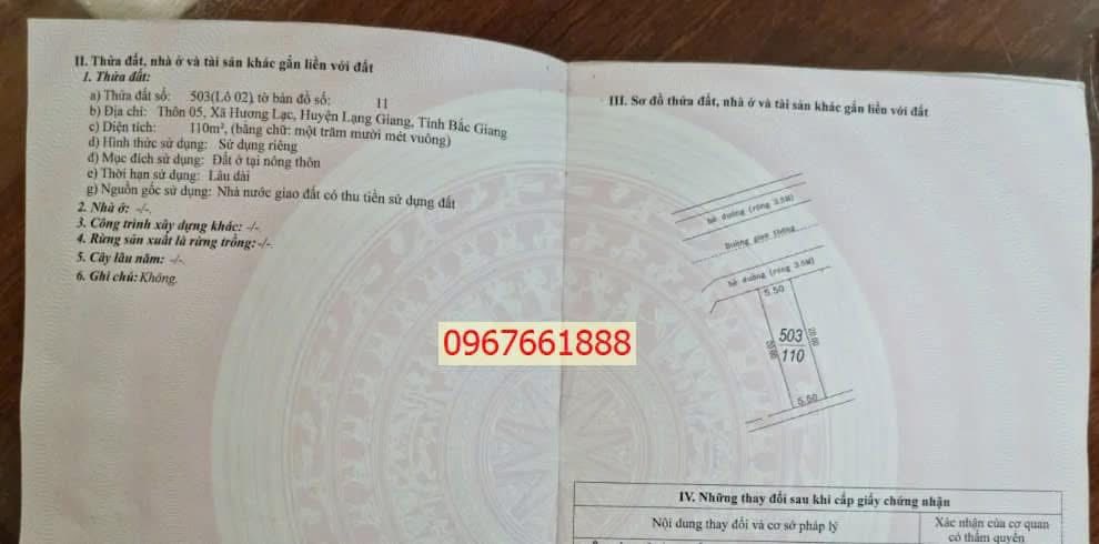 Đất nền Hương Lạc Lạng Giang 110m² giá chỉ 1.09 tỷ - Cơ hội sở hữu ngay!