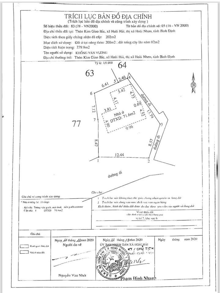 Đất thổ cư Kim Giao Bắc, Hoài Nhơn Đông 202m² giá 800 triệu - Đầu tư sinh lời ngay!