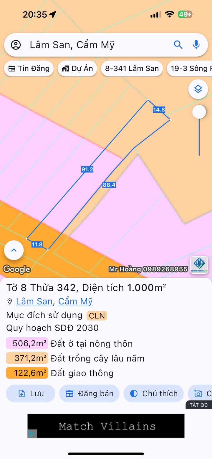 Đất nền Lâm San Cẩm Mỹ 1000m² giá 1.3 tỷ - Lô góc 2 mặt tiền lý tưởng cho nghỉ dưỡng