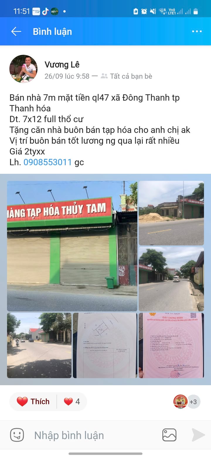 Nhà mặt tiền Quốc lộ 45, xã Đông Thanh, 84m² giá 2 tỷ - Vị trí buôn bán lý tưởng!