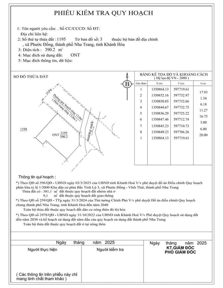 Đất nền Phước Thượng, Nha Trang 390m² giá 9.9 tỷ - Sổ hồng chính chủ
