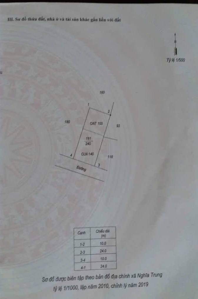 Đất nền Nghĩa Trung 240m² giá 1 tỷ - Vị trí đắc địa, tiện ích đầy đủ!