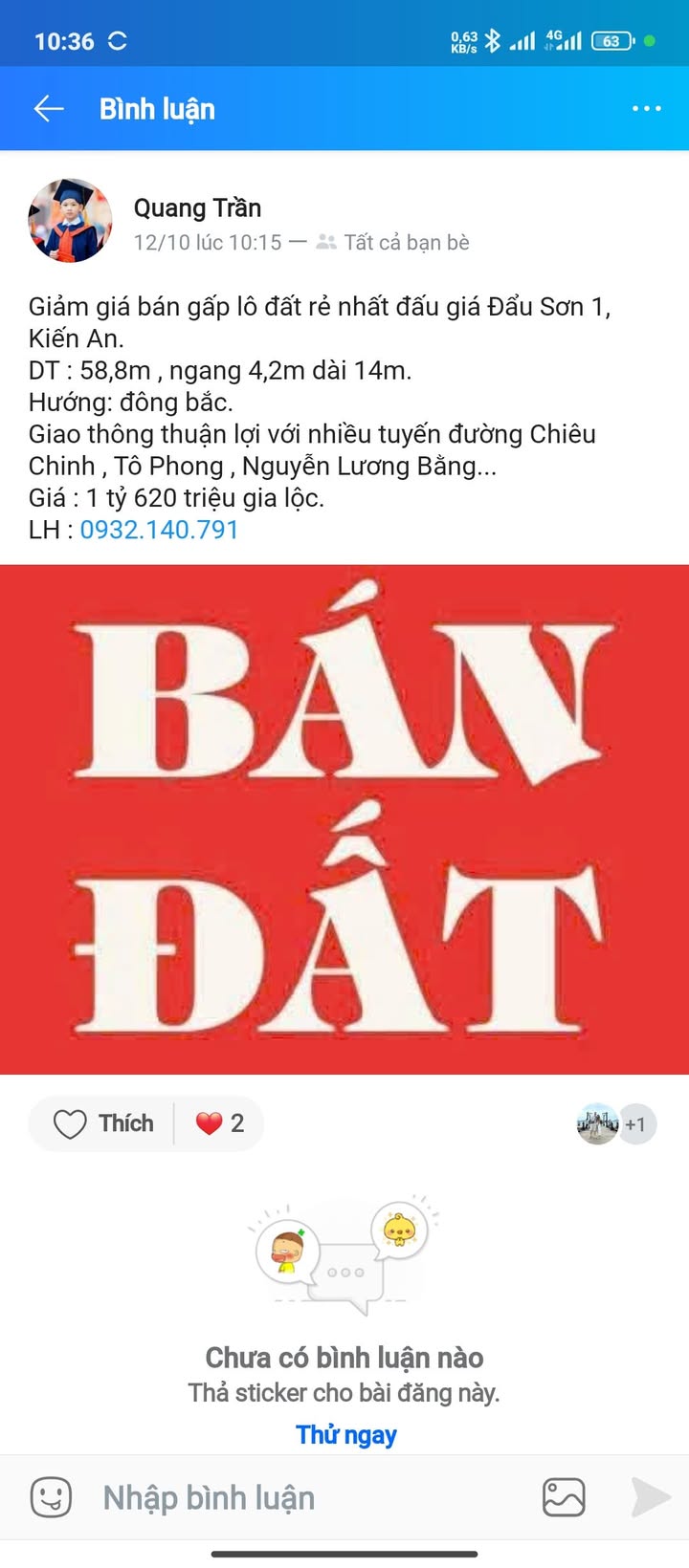 Đất nền Phù Liễn, Kiến An 140m² giá 4.2 tỷ - Cơ hội đầu tư lý tưởng!