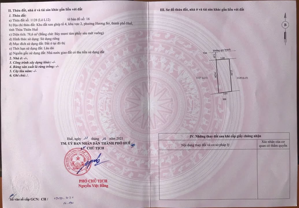 Đất ở Hương Sơ - 78,6m² giá 1,55 tỷ - Hướng Bắc thoáng mát