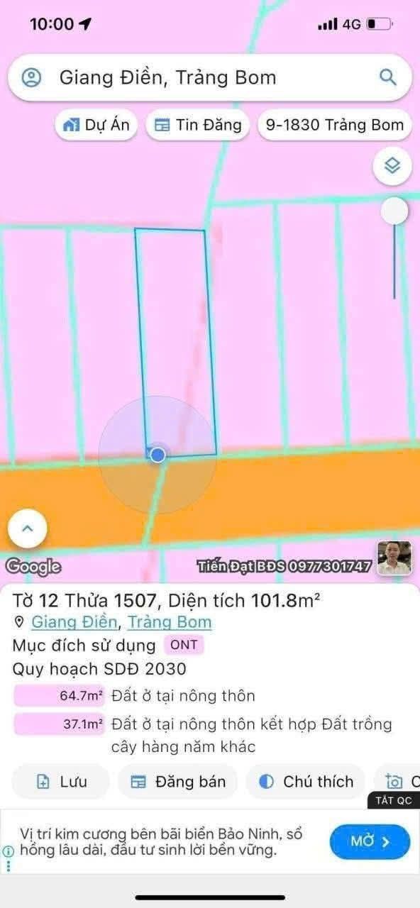 Đất nền Giang Điền 101m² giá 850 triệu - Sổ đỏ chính chủ!