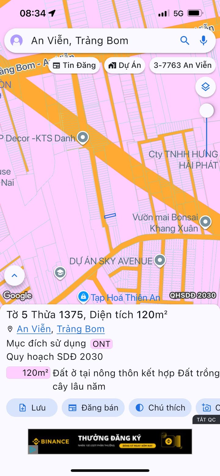 Đất nền 120m² An Viễn, Trảng Bom giá 1.3 tỷ - Cơ hội đầu tư lý tưởng!