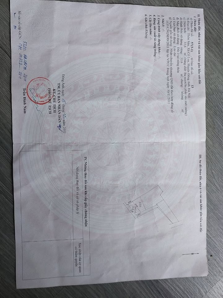 Đất ở nông thôn Cổ Loa Đông Anh 33.6m² - Chính chủ cần bán gấp!