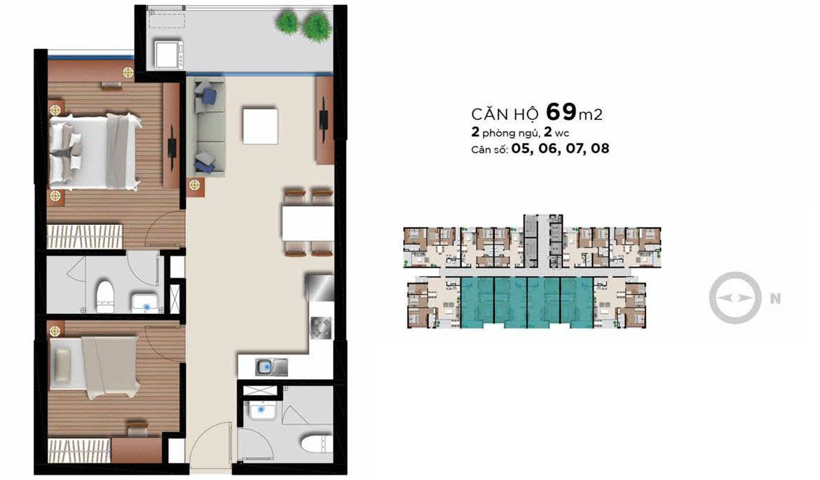 Chung cư Angia Riverside Quận 7 69m² giá 4.3 tỷ - View sông tuyệt đẹp!