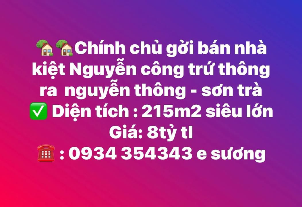 Nhà riêng Đà Nẵng 215m² giá 8 tỷ - Chính chủ bán gấp!