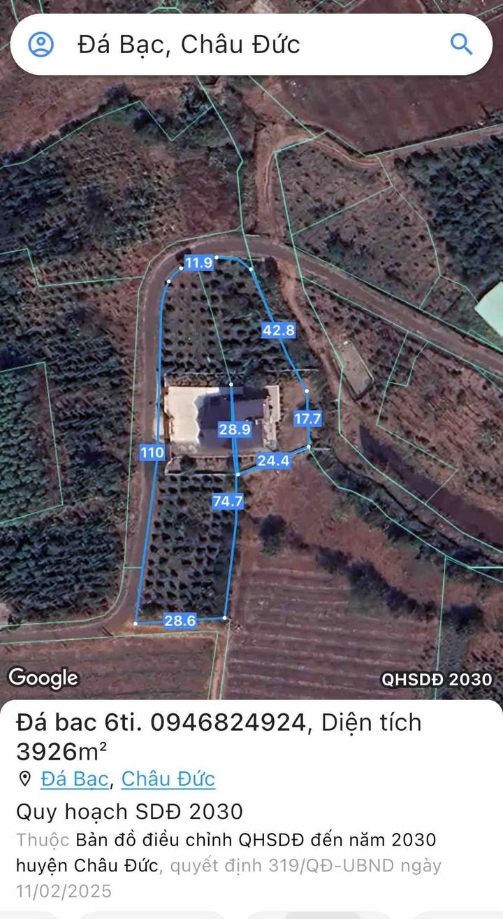 Biệt thự Đá Bạc - Châu Đức 3900m² giá chỉ 6 tỷ - Cơ hội vàng không thể bỏ qua!