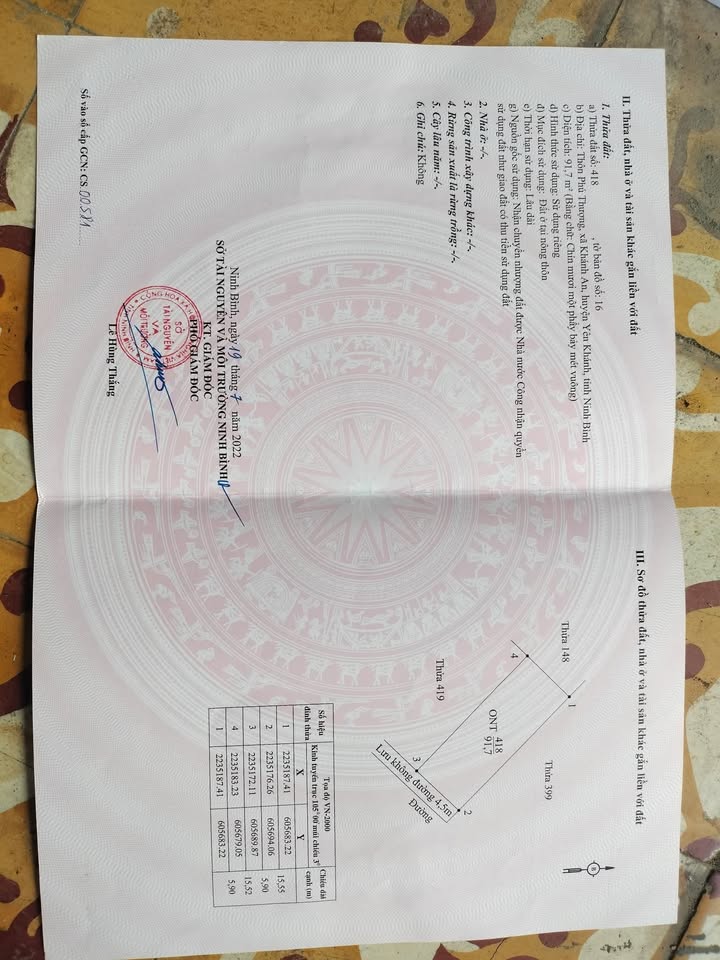 Đất ở Khánh An, Yên Khánh 91.7m² - Sổ đỏ chính chủ, đầu tư lâu dài!